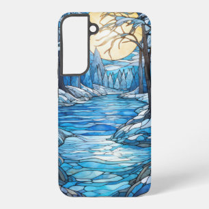 Coque Samsung Galaxy Paysage hivernal en verre tendu - Forêt lune