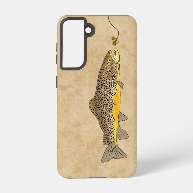 Coque Samsung Galaxy Pêche à la mouche truite Brown (Verso)