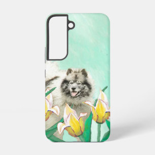 Coque Samsung Galaxy Peinture de Keeshond dans les tulipes, Art origina