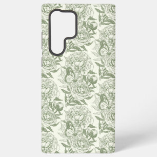 Coque Samsung Galaxy Peoné et papillons bloc impression, sauge vert et