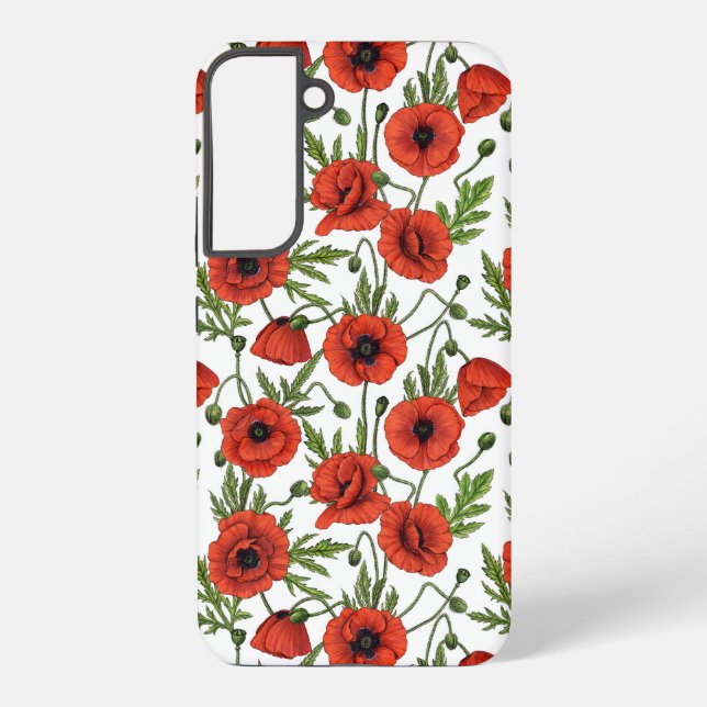 Coque Samsung Galaxy Pépites, rouge et vert sur blanc (Verso)