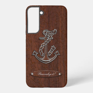 Coque Samsung Galaxy Personnalisez-le ! Ancre en acajou nautique humide