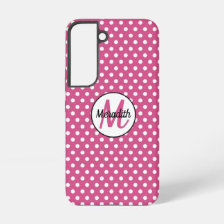 Coque Samsung Galaxy Petits pois blancs sur fond rose canneberge