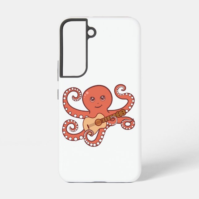 Coque Samsung Galaxy Pieuvre adorable Jouer Acoustique Guitare Cartoon (Verso)
