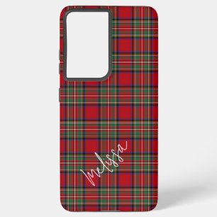 Coque Samsung Galaxy Plaid Red Green Script Stewart Tartan