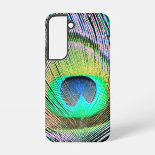 Coque Samsung Galaxy Plume de paon sur Turquoise