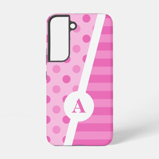 Coque Samsung Galaxy Point Polka rose et Motif de bande (Verso)