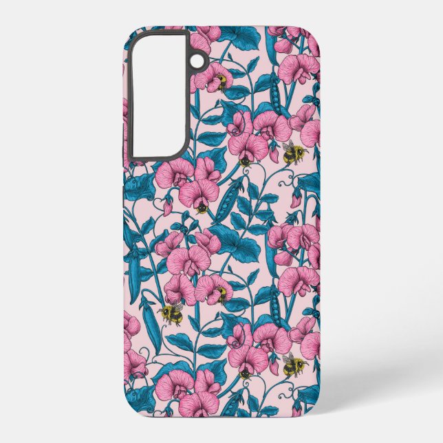 Coque Samsung Galaxy Pois doux et bourdons, rose et bleu (Verso)