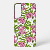 Pois doux et bourdons, rose, vert et blanc