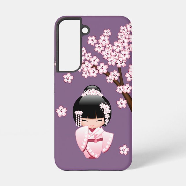 Coque Samsung Galaxy Poupée blanche Kimono Kokeshi - mignonne Geisha Gi (Verso)
