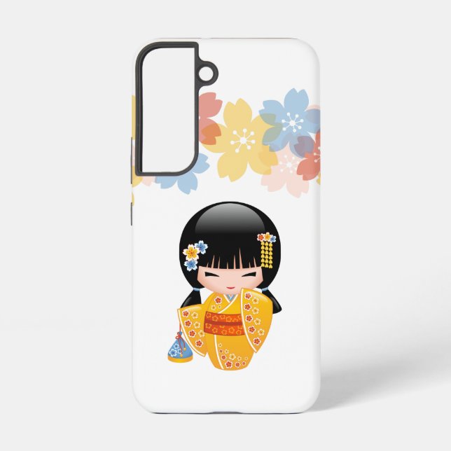 Coque Samsung Galaxy Poupée d'été Kokeshi - Kimono Jaune Geisha Girl (Verso)