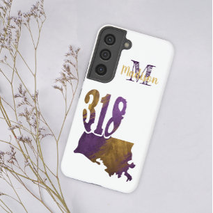 Coque Samsung Galaxy Purple Gold 318 Indicatif régional Louisiana Nom i