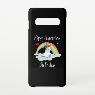 Coque Samsung Galaxy S10 Quarantine Anniversaire Unicorn arc-en-ciel
