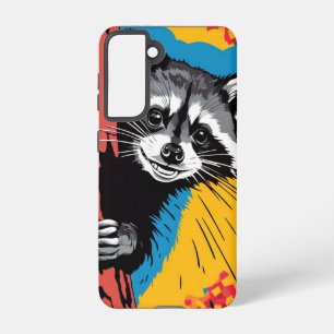 Coque Samsung Galaxy Raccoon joueur : Vibrant Pop Art Wildlife Illustra