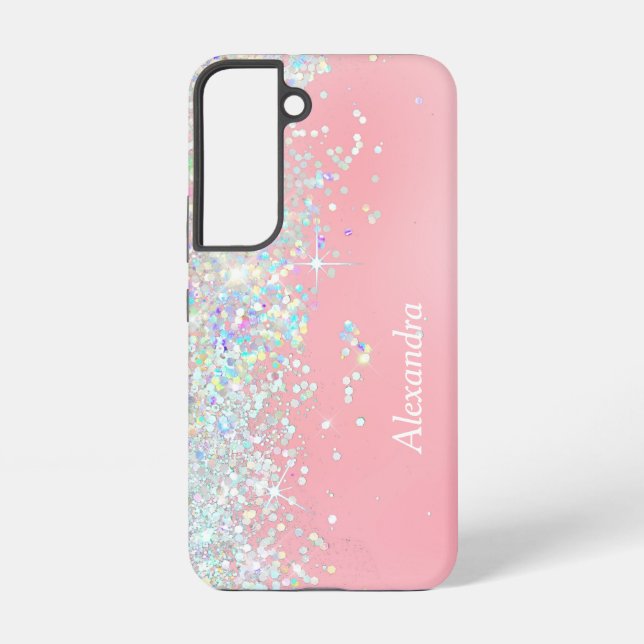 Coque Samsung Galaxy Raingow Parties scintillant Confetti Star Rose (Verso)