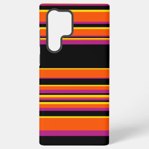 Coque Samsung Galaxy Rayures complexes - Noir, Rose, Orange et Jaune