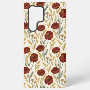 Coque Samsung Galaxy Récolte de Pavots Rustiques – Fleur Sauvage Rouge