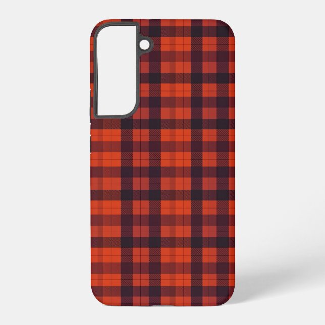 Coque Samsung Galaxy Red and Black Plaid Checkered Pattern (Verso)