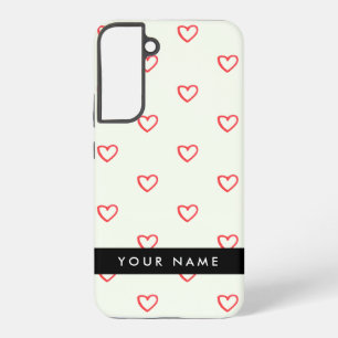 Coque Samsung Galaxy Red Hearts Motif, Amour, Votre Nom, Personnaliser