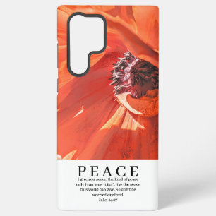 Coque Samsung Galaxy Red Poppy Flower Écriture de paix chrétien