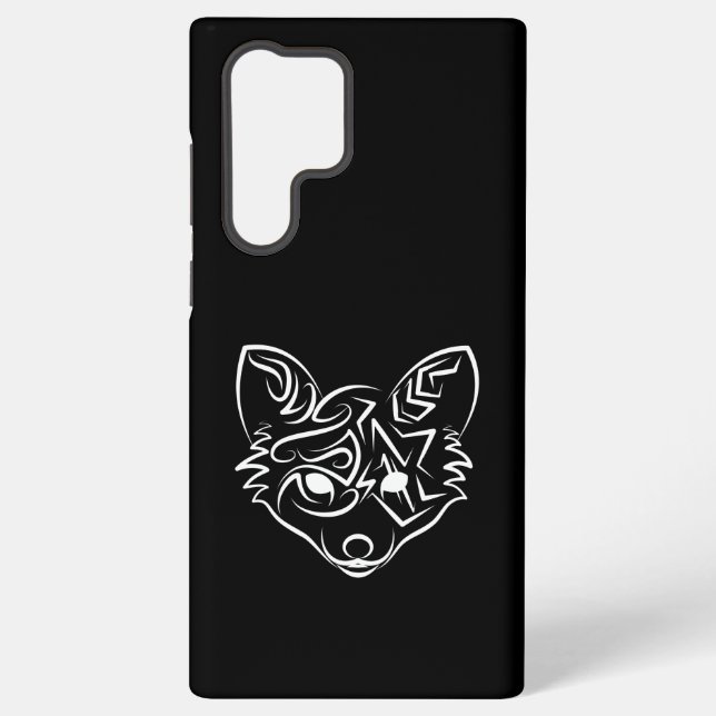 Coque Samsung Galaxy Renard tribal noir et blanc (Verso)