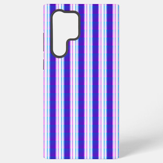 Coque Samsung Galaxy rétro électrique rayé bleu & violet (Verso)