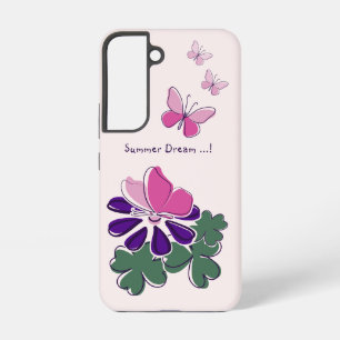 Coque Samsung Galaxy Rêve d'été Papillon Fleur Rose Vert Violet