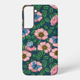 Coque Samsung Galaxy Rose de chien et papillons