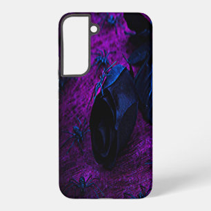 Coque Samsung Galaxy Rose éffrayant en matière noire, araignées noires