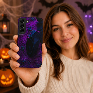 Coque Samsung Galaxy Rose en matériau noir effrayant, araignées noires