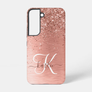 Coque Samsung Galaxy Rose Gold brossé Parties scintillant métallique No