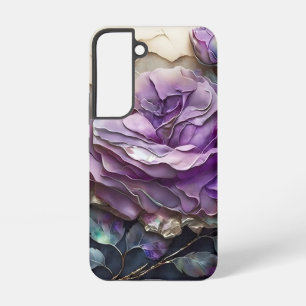 Coque Samsung Galaxy Roses Géantes Violettes et Dorées