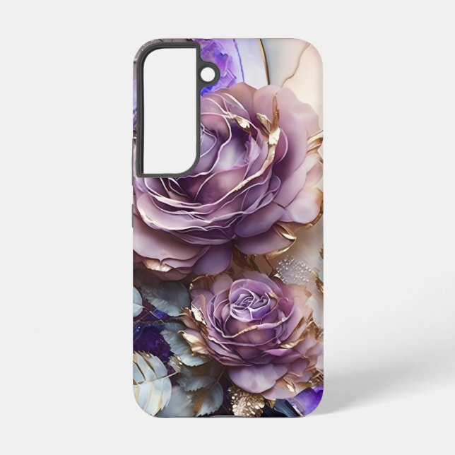 Coque Samsung Galaxy Roses géants du violet et de l'or (Verso)