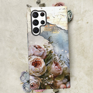 Coque Samsung Galaxy Roses vintage shabby branchées sur papier déchiré