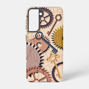 Coque Samsung Galaxy Roues à vapeur, engrenages, clés, vieille carte Pe