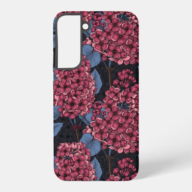 Coque Samsung Galaxy Rouge lilas sur bleu foncé (Verso)