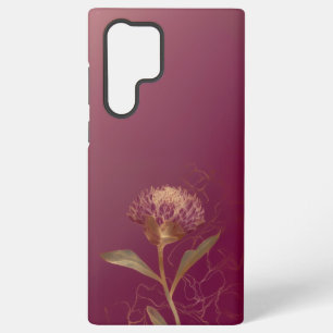 Coque Samsung Galaxy Rouge Profond Or Botanique Fleur Ligne de travail