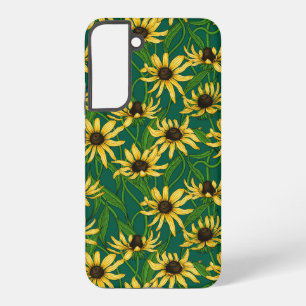 Coque Samsung Galaxy Rudbekia jaune sur vert foncé