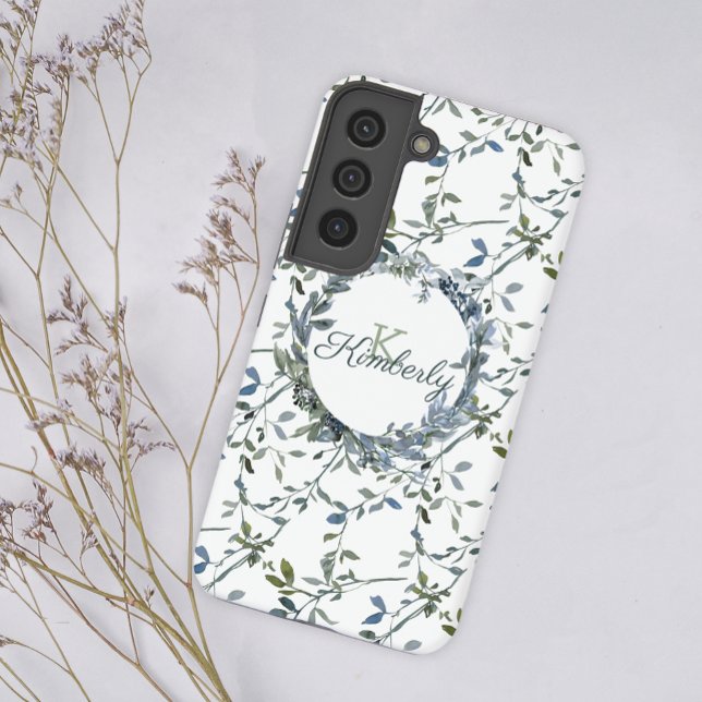 Coque Samsung Galaxy Sage Silver Green Floral (Créateur téléchargé)