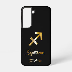 Coque Samsung Galaxy Sagittarius signe zodiaque, noir et or