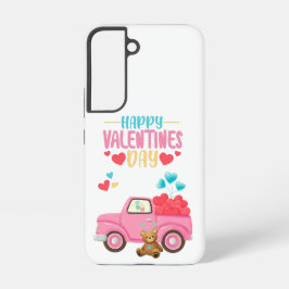 Coque Samsung Galaxy Saint Valentin Coeurs mignons Camion rose Teddy Be