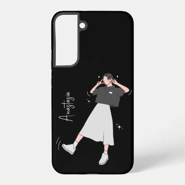 Coque Samsung Galaxy "Say Cheese" Aesthétique fille personnalisable (Verso)
