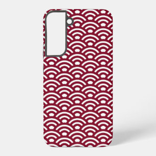 Coque Samsung Galaxy Seigaiha, Vagues, Japonais, Bourgogne et Blanc
