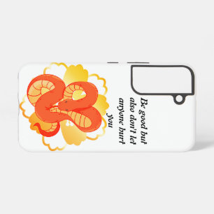 Coque Samsung Galaxy Serpent Rouge sur une Fleur d'Or” Unique & Luxue