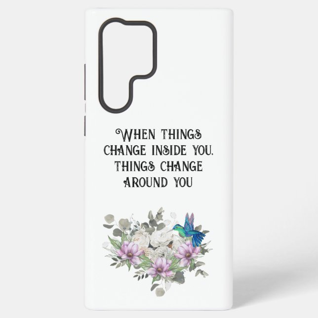 Coque Samsung Galaxy Shabby chic flowers art and selflove quote (Verso)