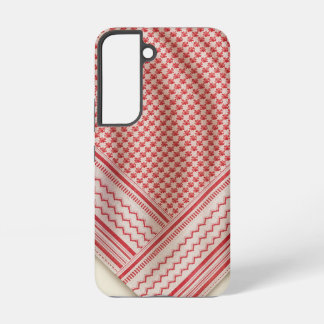 Coque Samsung Galaxy Shemagh Keffiyeh rouge et blanc drapé, crème