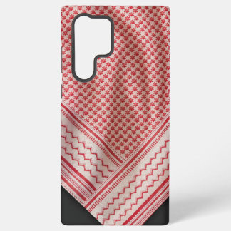 Coque Samsung Galaxy Shemagh Keffiyeh rouge et blanc drapé, noir