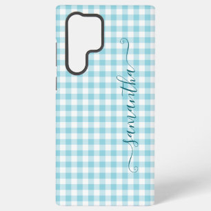 Coque Samsung Galaxy Signature Féminin Gingham Bleu Œuf de Robin