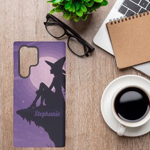 Coque Samsung Galaxy Silhouette de Sorcière Mystique sous la Lumière de