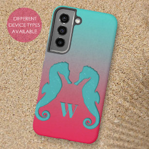 Coque Samsung Galaxy Silhouettes de hippocampes Monogramme nautique sim